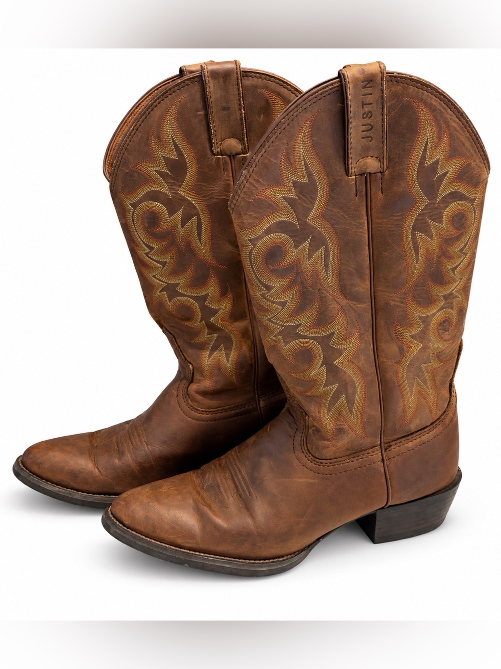 Justin Brown Leather Western Cowboy Boots Men’s Size 9E